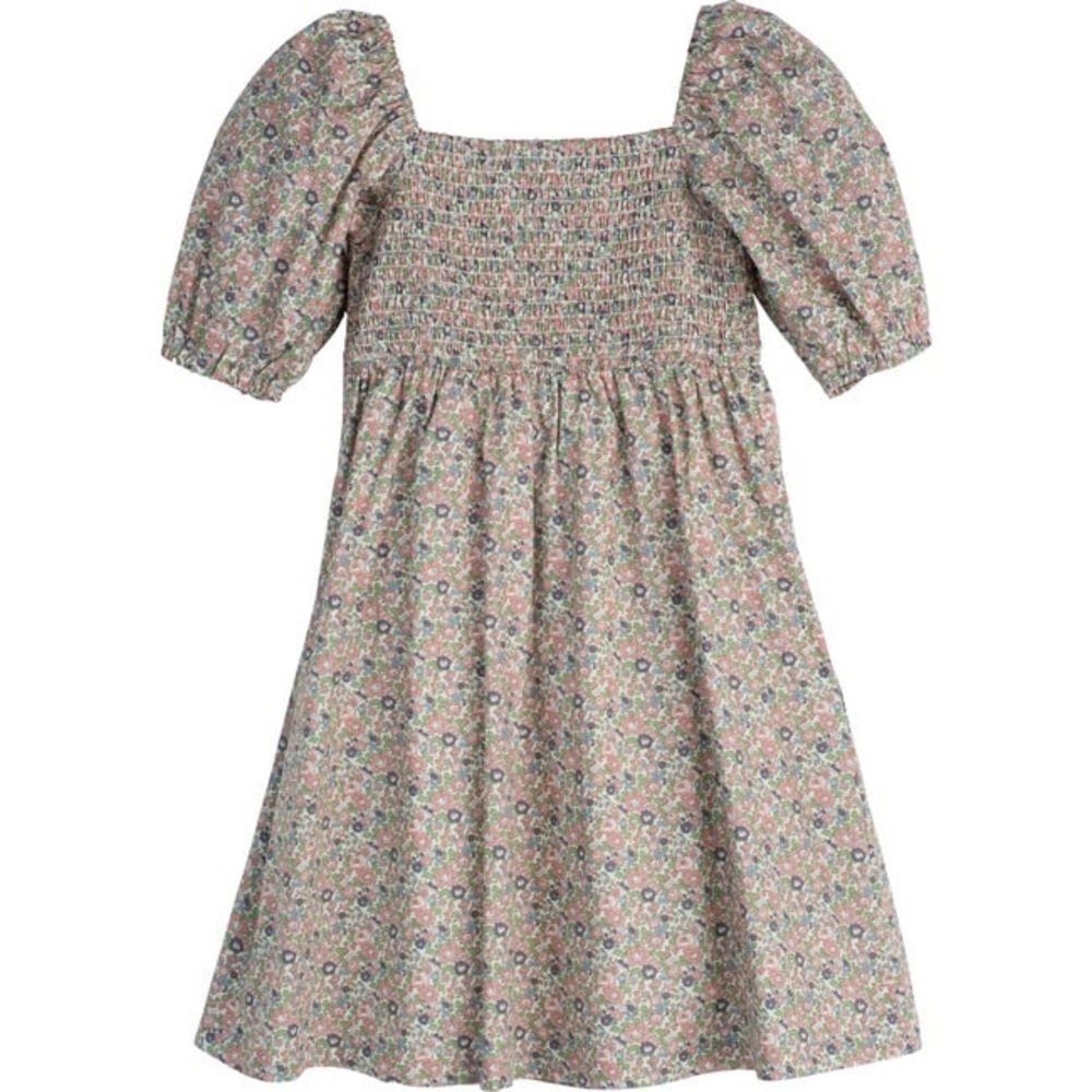 Maison Me Celeste garden liberty print smocked floral dress puff sleeve 5Y